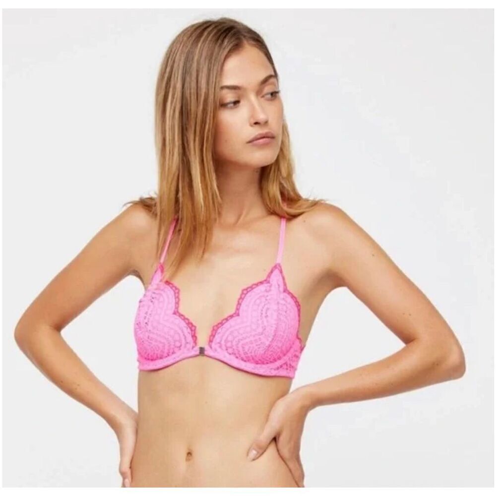 Free People Intimately Slow Dance Underwire Bra in Neon Pink 32A